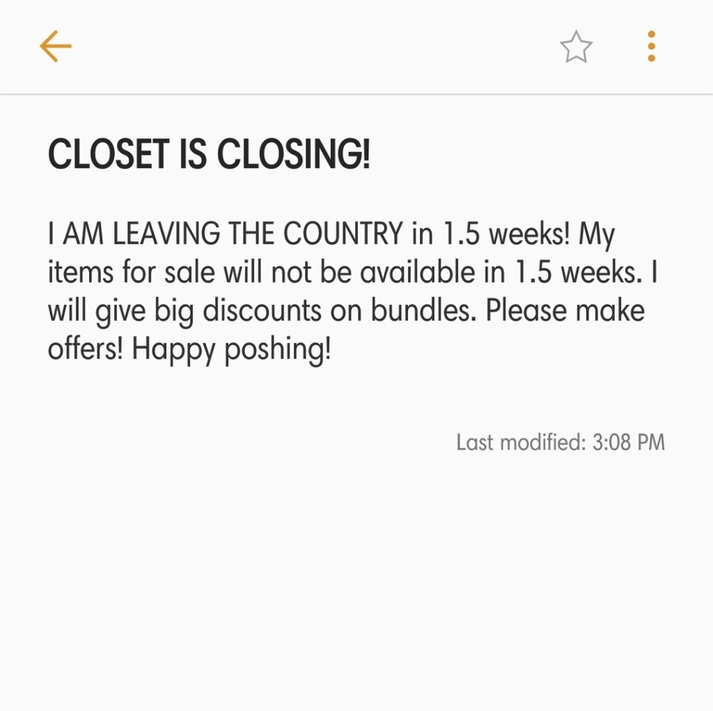 ALL ITEMS MUST GO, closet closing!